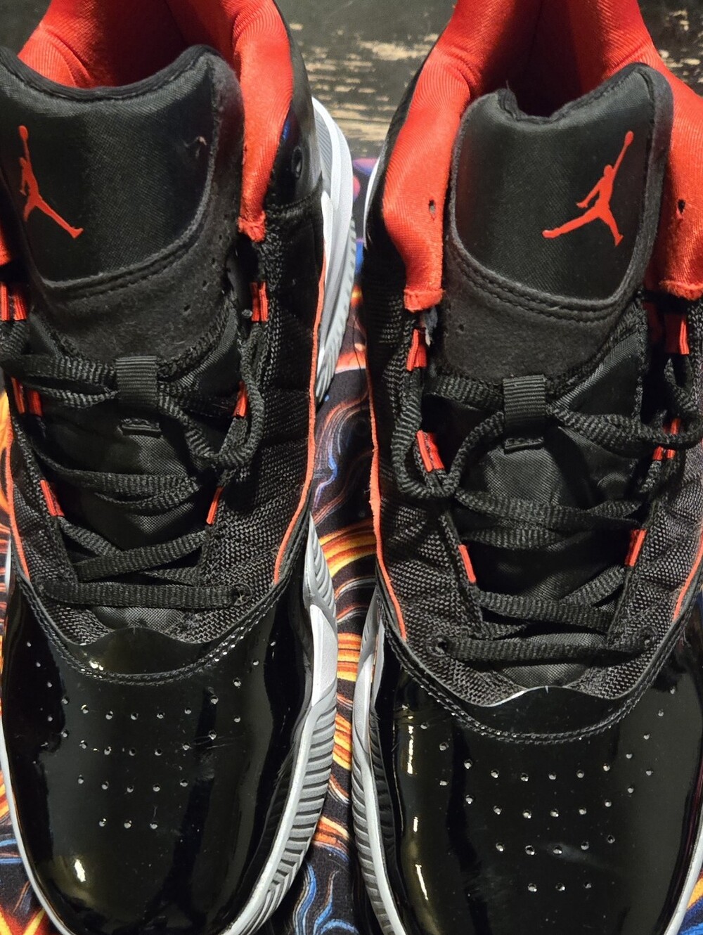 Jordan Black and Red High-Top Basketball Sneakers